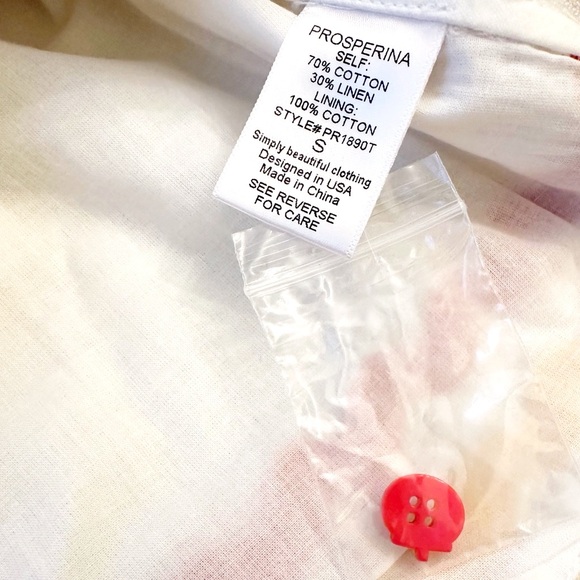 Prosperina Ellie Tomato Embroidered Ivory Cotton Top Small NWT - Picture 7 of 9